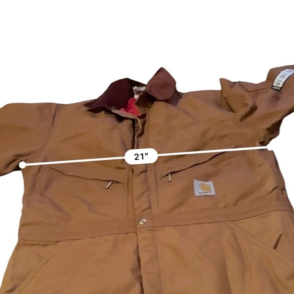 Carhartt Duck Coverall Mens‎ 42 Regular Brown Quilt Lined Zip-to-Waist NEW - Picture 8 of 10